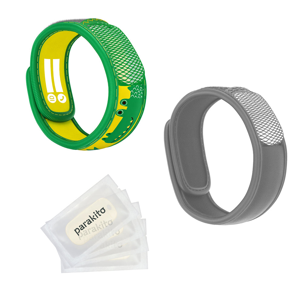 Mosquito repellent wristband bundle - 1 adult  +1 kid + 4 refill pellets