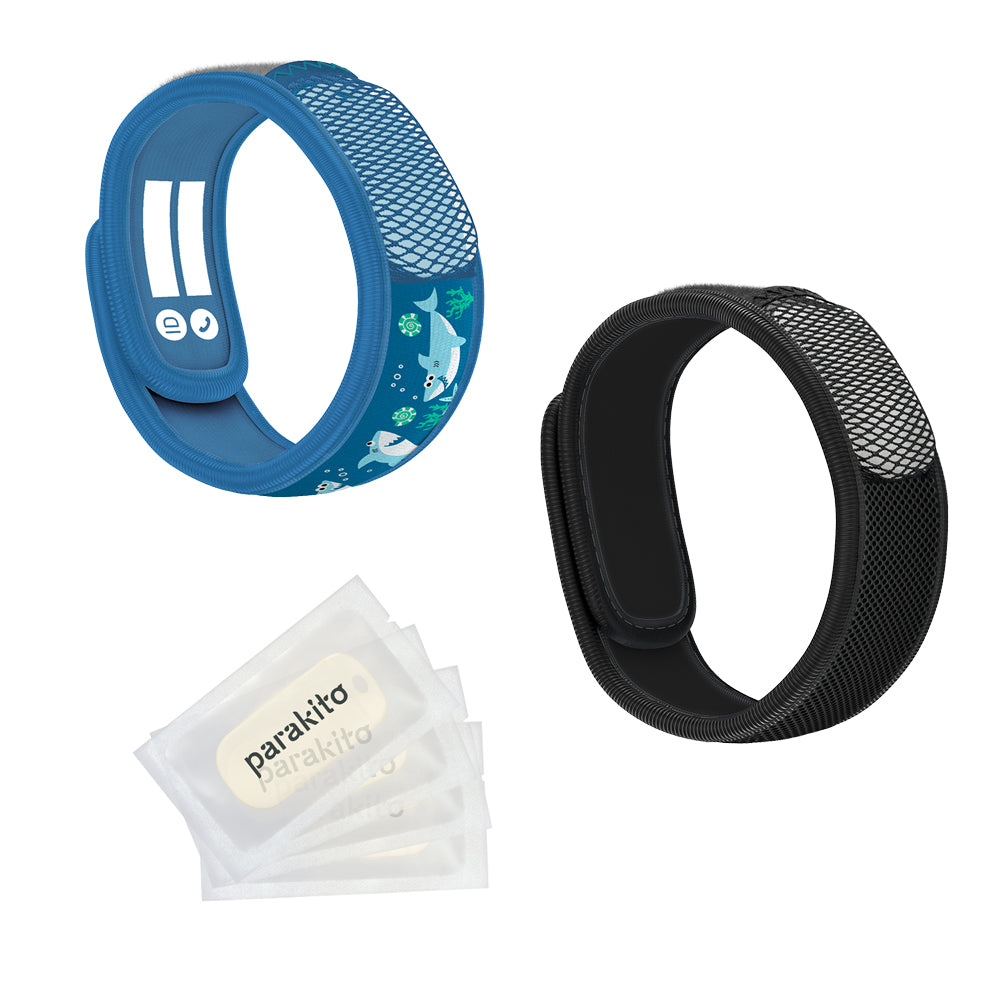 Mosquito repellent wristband bundle - 1 adult  +1 kid + 4 refill pellets