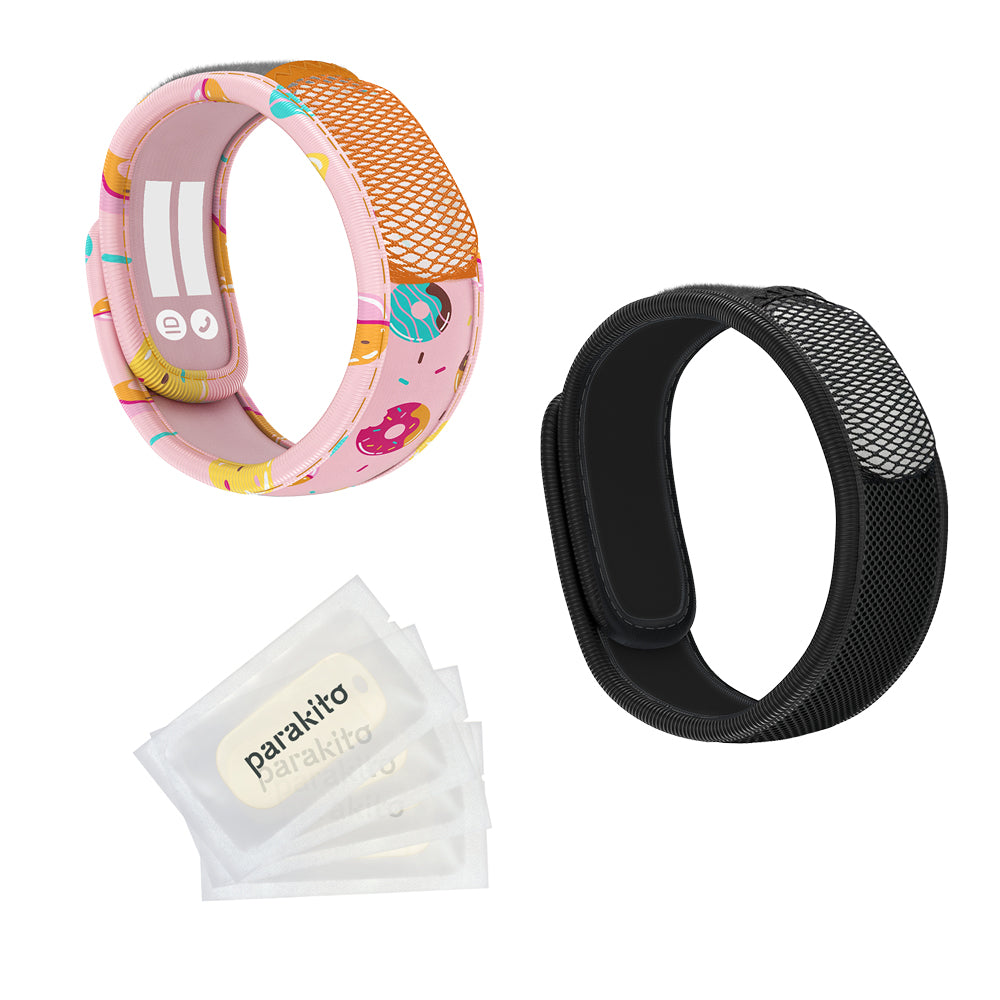 Mosquito repellent wristband bundle - 1 adult  +1 kid + 4 refill pellets